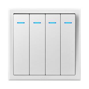 拉伯塔开关插座家用86型暗装墙壁雅白色面板单联4位 四开单控开关