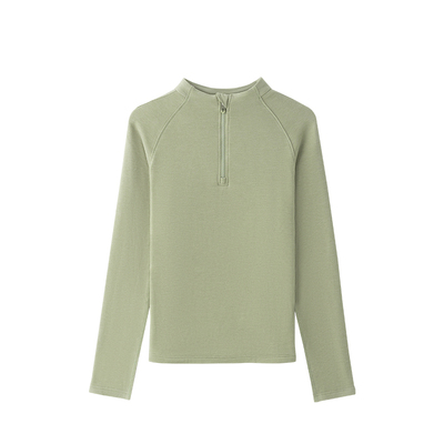 半拉链双面德绒保暖打底衫