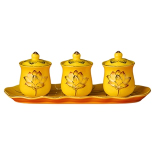 供佛水杯陶瓷供杯家用莲花菩萨圣水杯佛前净水杯观音杯佛堂用品