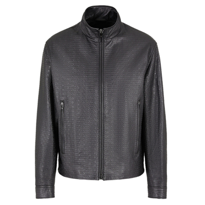 阿玛尼男士鹰标真皮皮衣