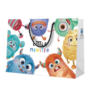 可爱卡通礼品袋大号加厚纸袋搞怪生日派对礼物手提袋活动包装批发