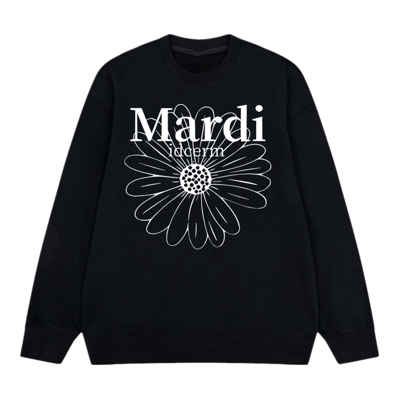 idcerem Mardi小雏菊纯棉宽松卫衣女秋冬季韩系黄色菊花休闲上衣