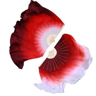 抬龙王真丝酒红万疆舞蹈扇子大双面深红色秧歌古典舞扇广场跳舞