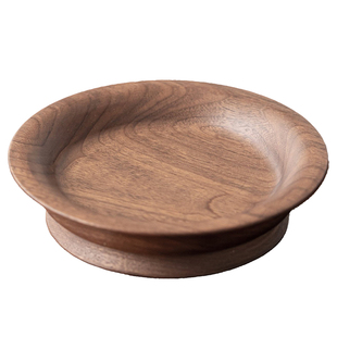 中式木质高脚盘家用水果盘简约餐具托盘茶点盘胡桃木点心零食摆放