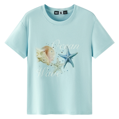 森马图案烫钻凉感短款短袖T恤女