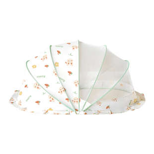 婴儿蚊帐宝宝专用全罩式通用摇床防风罩蒙古包式遮光支架折叠a类