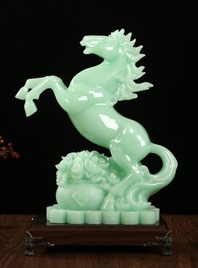玉石马到成功招财摆件客厅玄关电视柜老板领导办公室桌书房装饰品