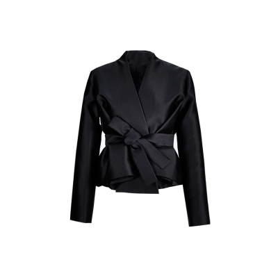 法式优雅后构想黑色斜襟西装外套