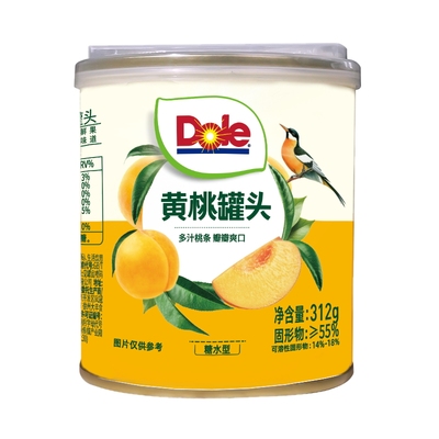 DOLE都乐糖水型黄桃罐头312g罐装砀山黄桃水果罐头零食整箱装
