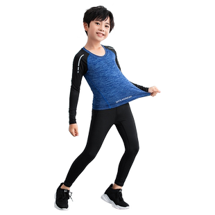 羽毛球紧身服紧身衣训练服秋冬长袖套装男童篮球足球跑步打底速干