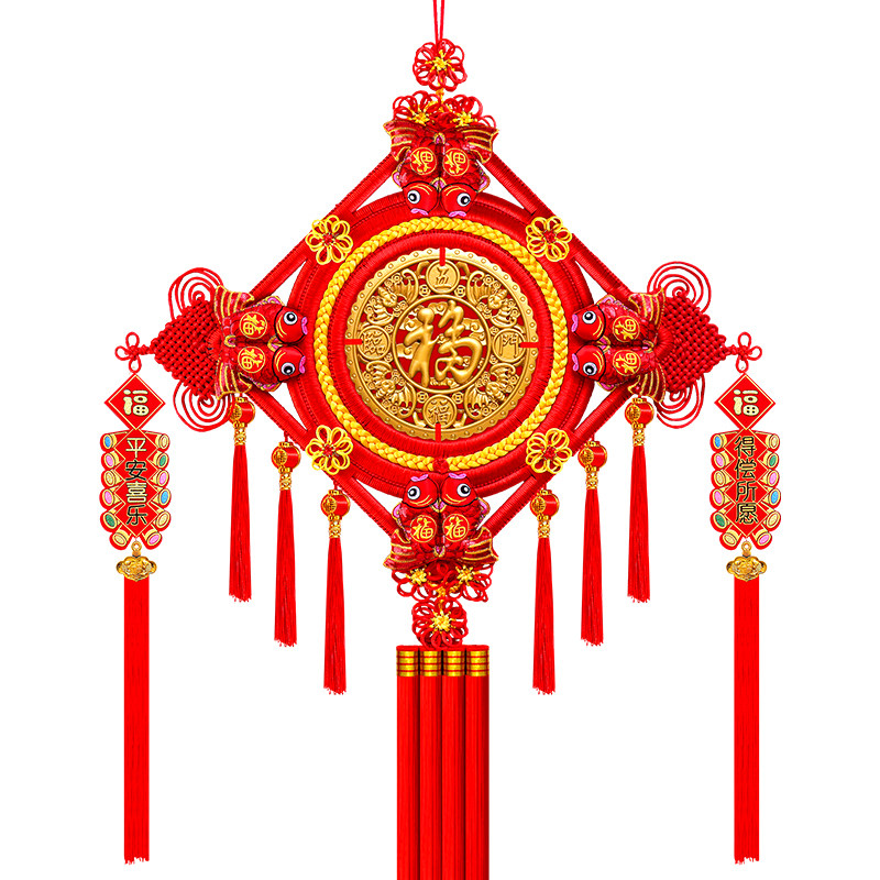 新款桃木中国结挂件高档大号客厅背景墙装饰玄关走廊过年喜庆挂饰
