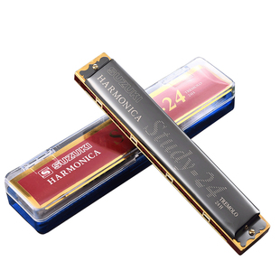 日本铃木原装复音24孔口琴#C/A/F调学生成人高级专业初学者演奏级