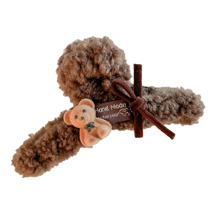 可爱毛绒小熊蝴蝶结头发抓夹女高级感大号发量大秋冬发夹女鲨鱼夹