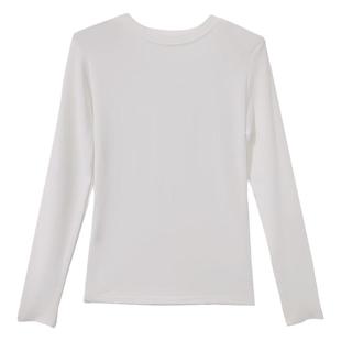 圆领打底衫女春秋冬白色紧身纯棉加厚磨毛t恤女叠穿长袖百搭上衣