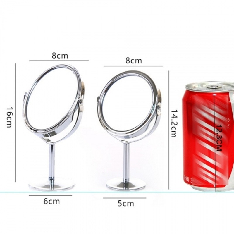 小镜子办公室寝室桌旋转双面化妆镜放大镜梳妆镜台式高清不锈钢