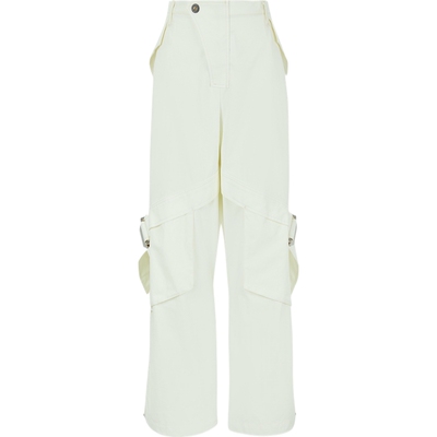 【618狂欢】Dion Lee 女白色带缀饰斜纹布直筒裤休闲裤