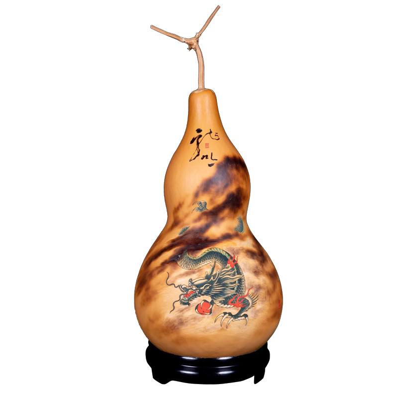 天然特大葫芦墨刻针刺手工艺品