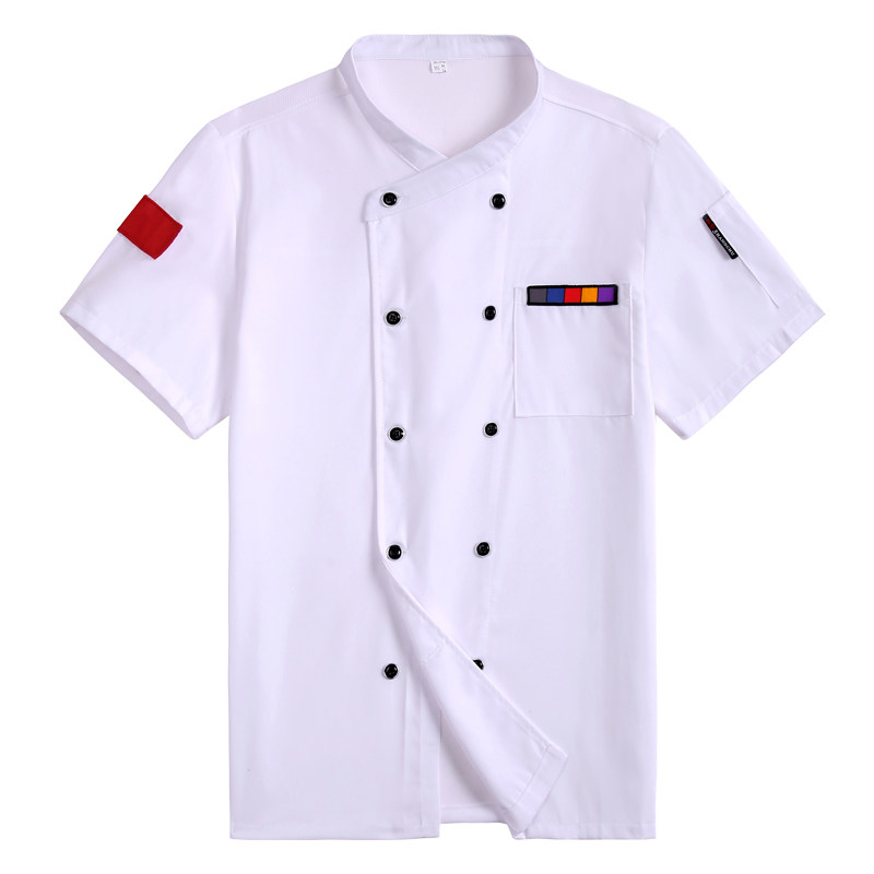 厨师工作服男短袖饭店酒店厨师服长袖春夏装女餐饮后厨印绣logo