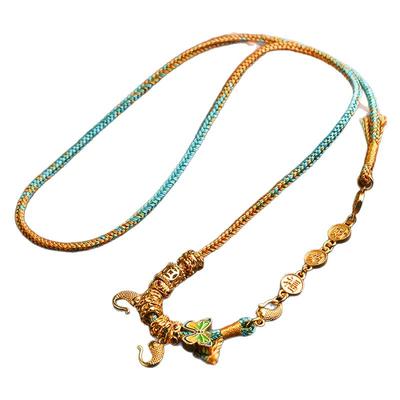 千里江山手工八股辫锦鲤锁配绳招财纳福金锁吊坠配链双耳编绳新款