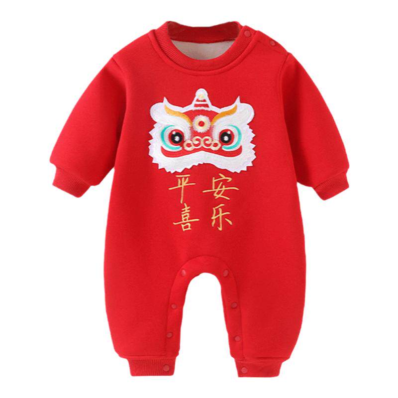 宝宝加绒保暖衣喜庆拜年服连体衣