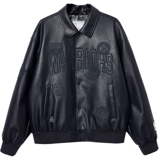 杰克琼斯NBA联名金州勇士队男装棉衣冬季新款刺绣翻领外套上衣