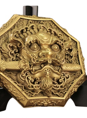 铜狮八卦招财大号睚眦家居摆件