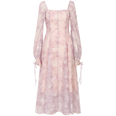 从那以后法式碎花连衣裙礼服裙女