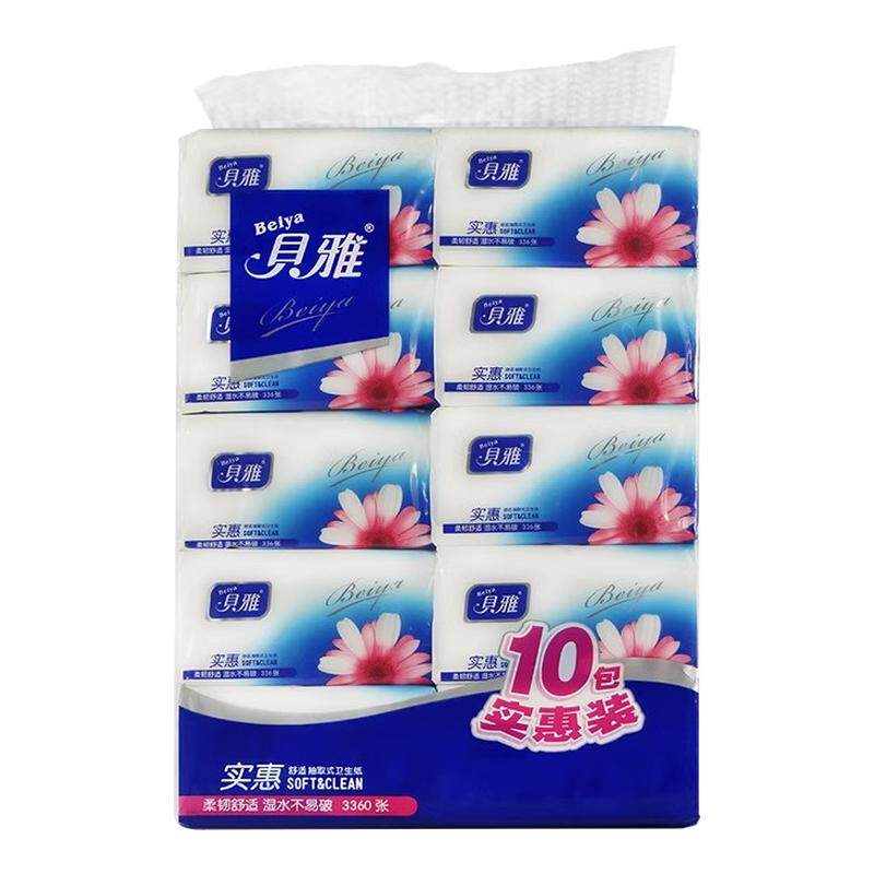 贝雅抽纸特惠装4层336张10包