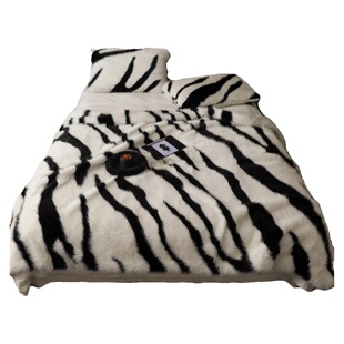 Trend|斑马阿尔坦长毛兔毛短绒盖毯轻奢毯子办公室午睡沙发毯毛毯