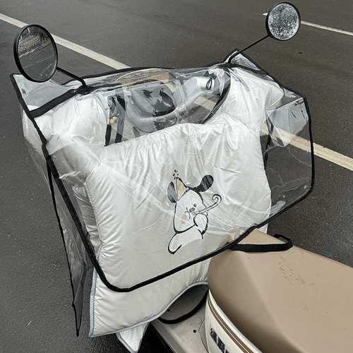 ins风透明车衣电动电瓶车挡风被防雨罩车头遮雨保护罩套加大加厚