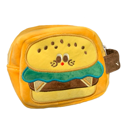 可爱汉堡小型化妆包女便携化妆品卫生巾收纳包随身零钱包相机包