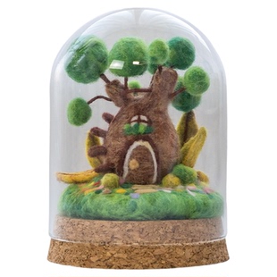 童话镇小屋羊毛毡戳戳乐手工diy材料包玻璃罩微景观摆件节日礼物