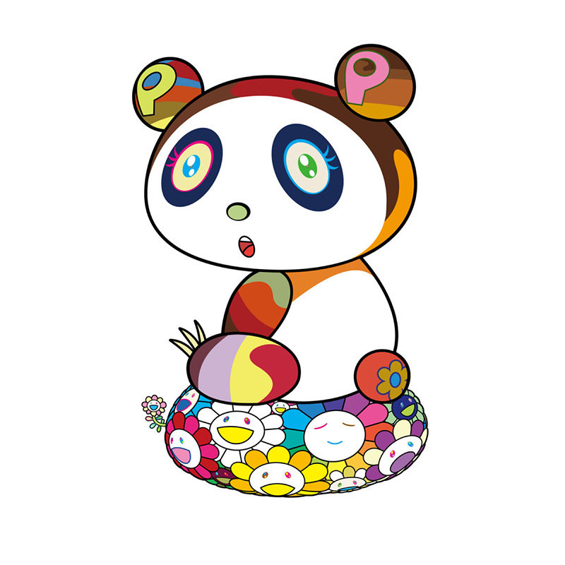 村上隆版画熊猫太阳花潮流装饰画