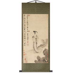 明_唐寅_秋风纨扇图微喷画芯画稿客厅书房玄关卷轴装饰画挂画