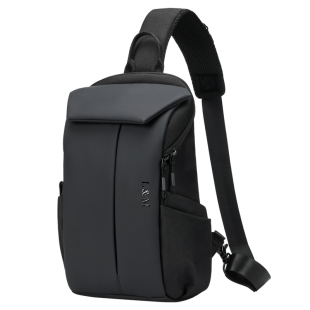 L&M男士斜挎包潮牌百搭邮差包防水胸包斜肩包机车包骑行包斜背包