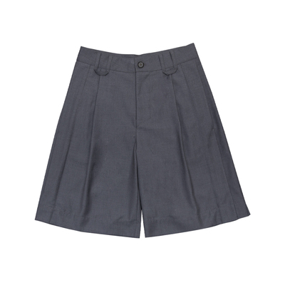 玩乐局复古灰色薄款休闲西装短裤