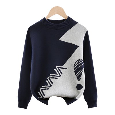 男童新款毛衣洋气拼色纯棉针织衫