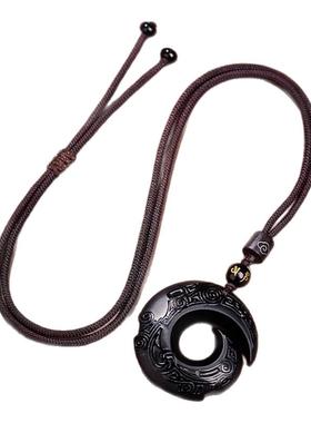 天然黑曜石貔貅吊坠冰曜石项链