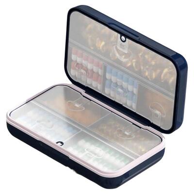 大容量八格储药盒随身便携小药盒分装药多功能避光防潮方便放药盒