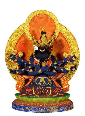 藏村铜鎏金彩绘藏式客厅铜器摆件