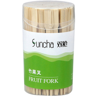 双枪水果叉子家用奶酪叉甜品叉蛋糕叉酒店KTV小叉子儿童水果签子