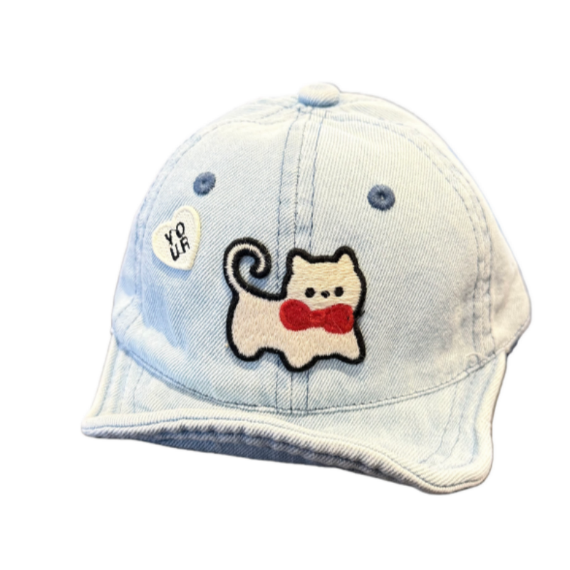 婴儿软檐猫咪牛仔棒球帽防晒