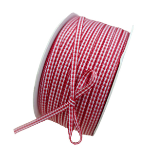 diy手工三顶织带3mm格子带条纹相间蝴蝶结织带粉色黄色180米/卷