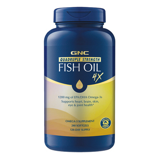 GNC美国健安喜进口四倍加强rtg鱼油240粒4倍欧米伽omega3心脑眼