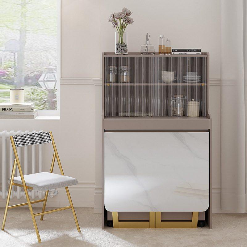 现代简约轻奢岩板折叠餐桌餐边柜一体家用小户型可伸缩餐桌椅组合,住宅家具,餐桌椅+餐边柜,淘宝优惠券,粉丝福利购,淘宝优惠卷