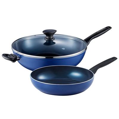 bluediamond蓝钻 陶瓷钻石炒锅煎锅两件套装 家用不粘锅组合锅具