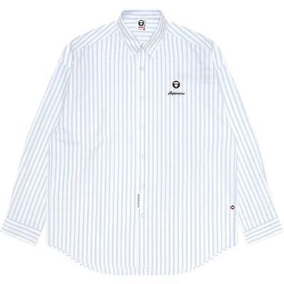 Aape刺绣休闲条纹长袖衬衫