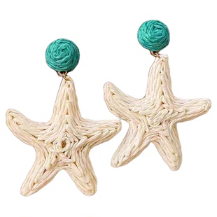 编织海星耳环女海边度假风出游沙滩个性拍照耳钉耳饰夸张耳夹吊坠