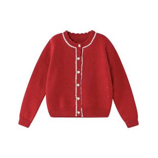 笛莎官方童装女童甜美套装冬季新款大童女孩儿童洋气蕾丝针织套裙