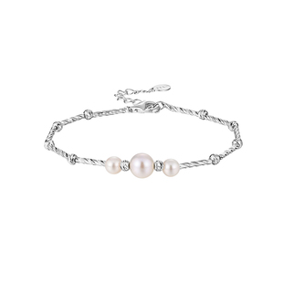 周大生光点珍珠手链近圆强光淡水珍珠手链百搭珍珠手饰6.5-7mm